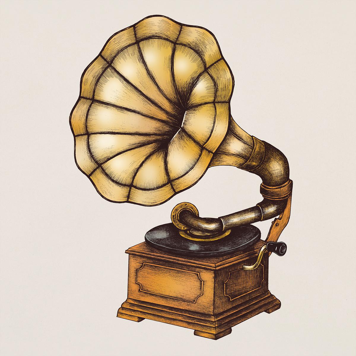 Old Gramophone vintage style illustration Royalty free stock Old Gramophone vintage style illustration Royalty free stock