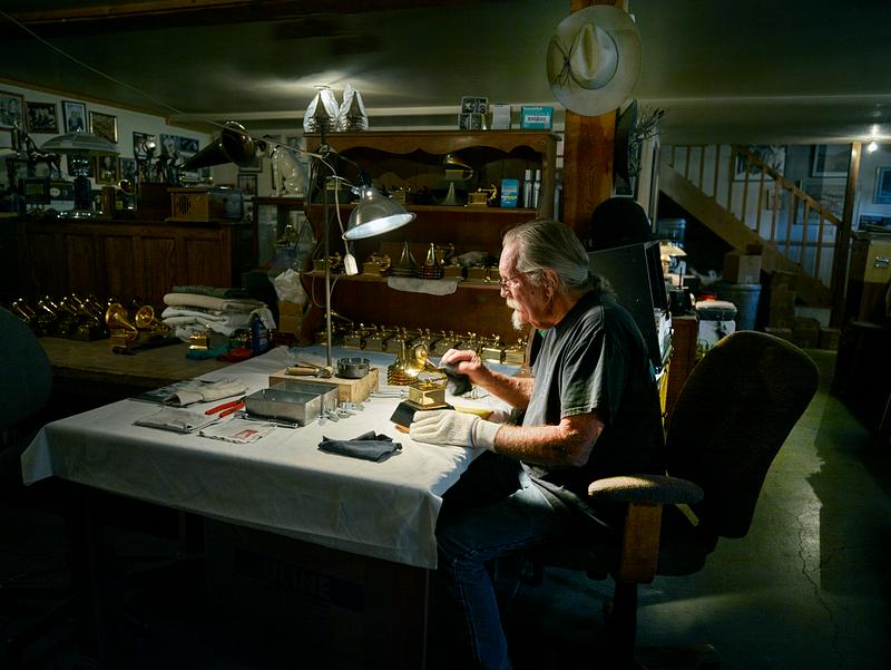 Carol M. Highsmith’s Colorado Photograph Artist and moldmaker John Billings works on the latest set of Grammy Award trophies, which he crafts in his Ridgway…