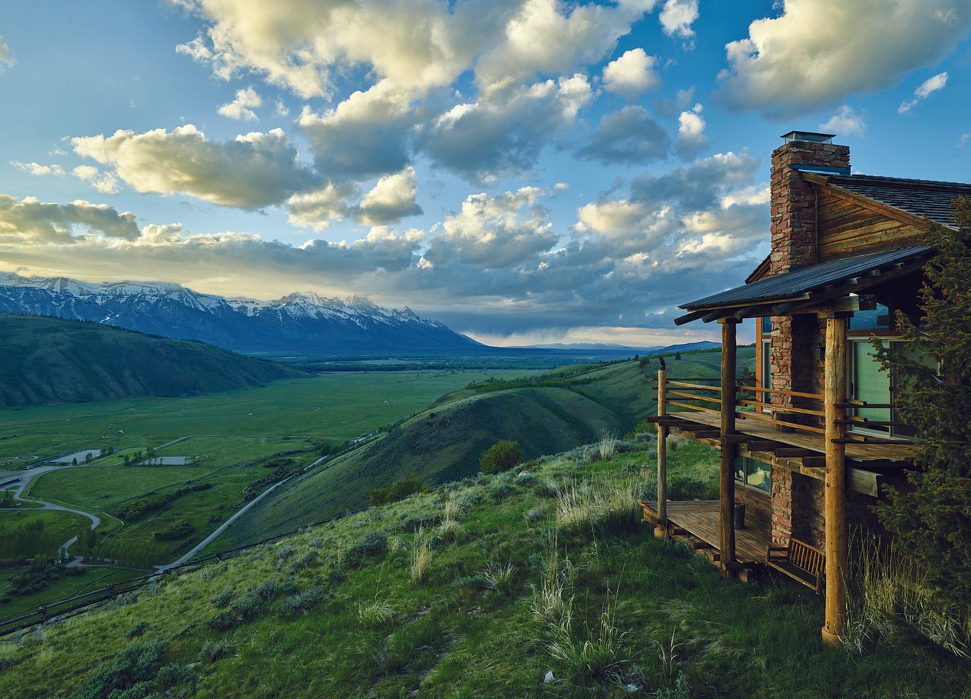 Carol M. Highsmith’s Wyoming Photograph Teton Mountain view from one of the rental cabins at Spring Creek Ranch -- not a working ranch but an upscale development of...