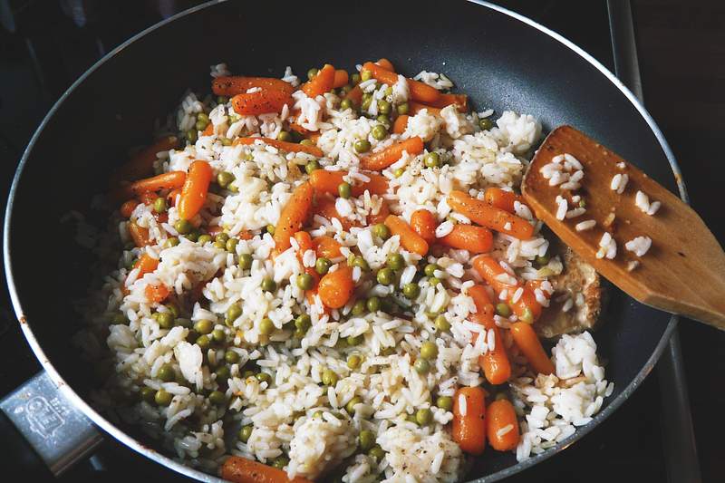 cooking rice and beans