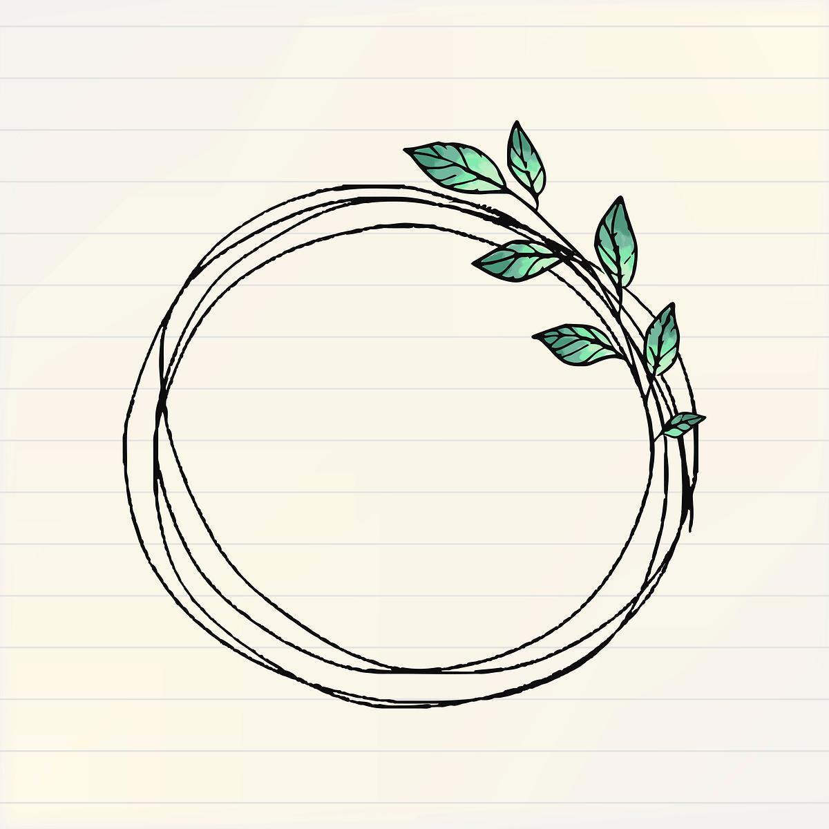 Botanical frame sticker, doodle illustration | Free PSD - rawpixel