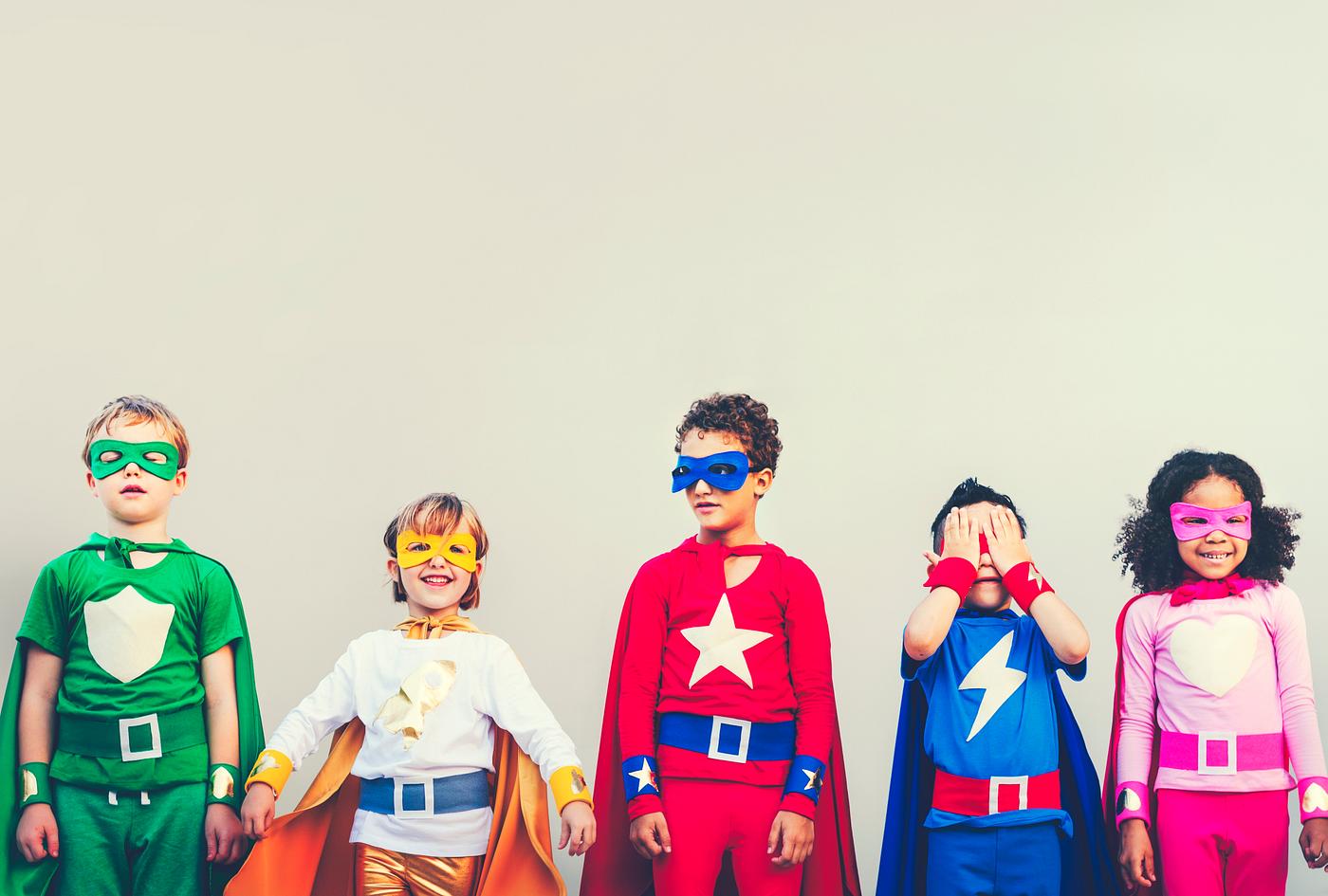 Colorful superhero kids with superpowers | Royalty free stock ...