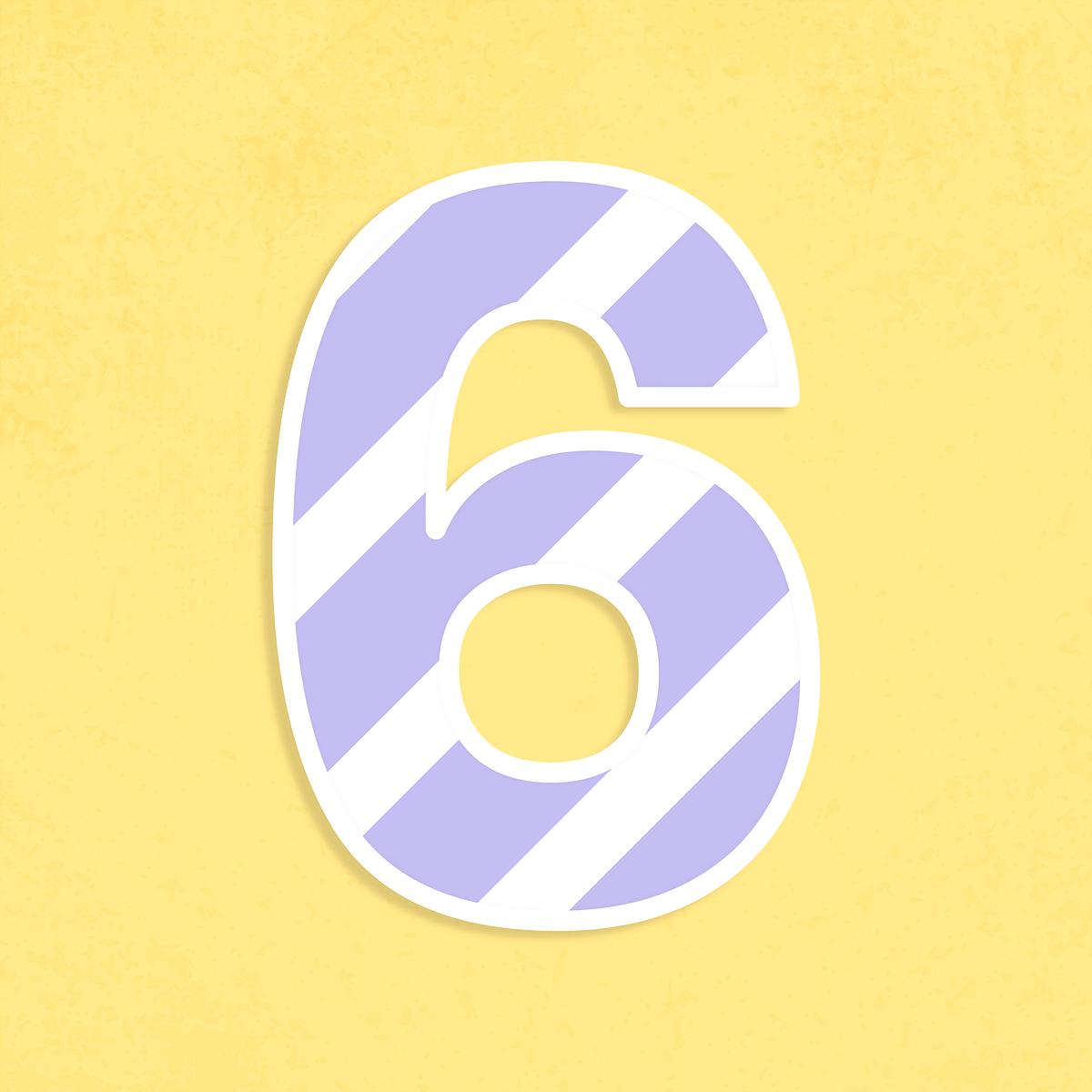 Number 6 font sticker graphic Free PSD rawpixel