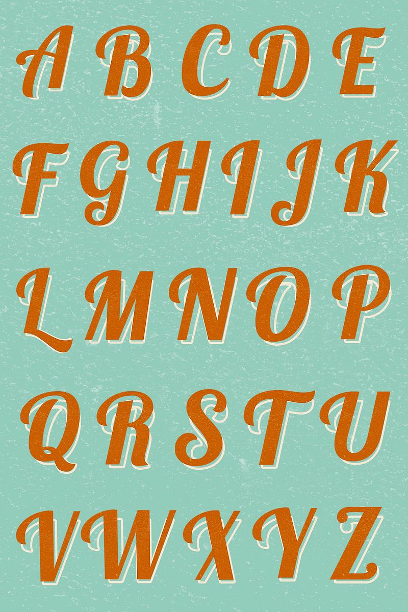 a z printable retro alphabet bold free psd rawpixel