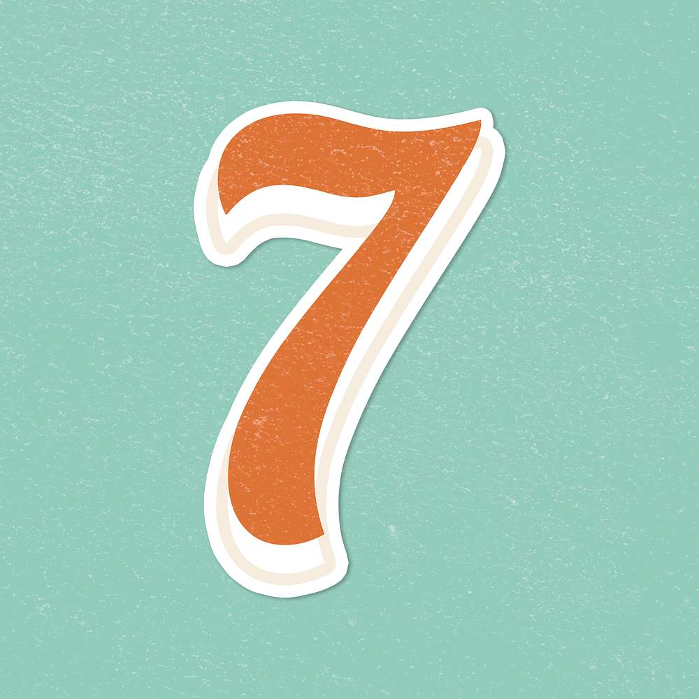 7 number vintage font lettering sticker Free PSD High resolution mockup