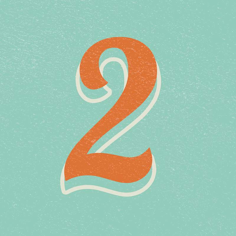 Retro number 2 vintage typography bold font
