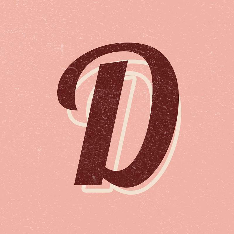 Alphabet letter D vintage handwriting cursive font psd