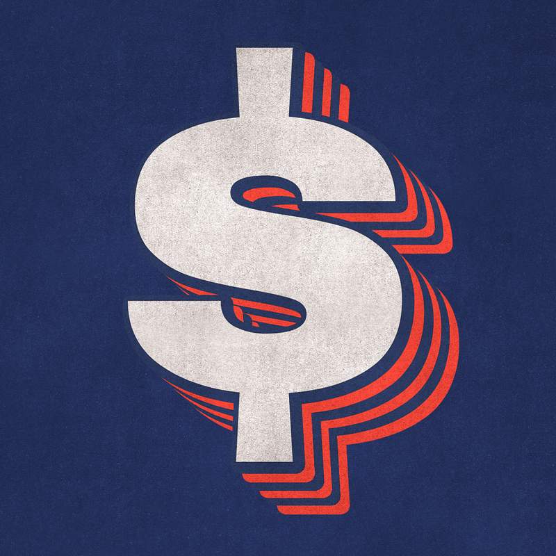 Dollar sign (layered text effect) typography