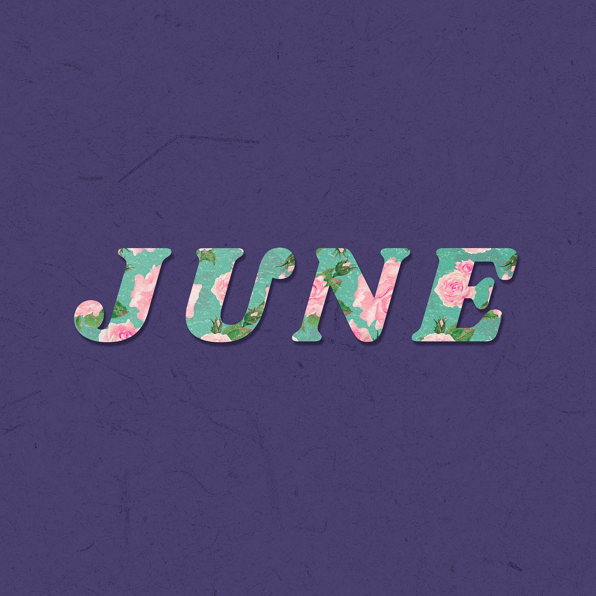 June floral pattern font typography Free Photo rawpixel
