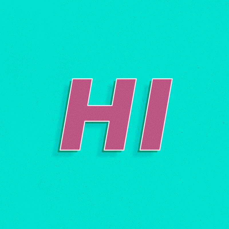 Hi word 3d italic font retro lettering