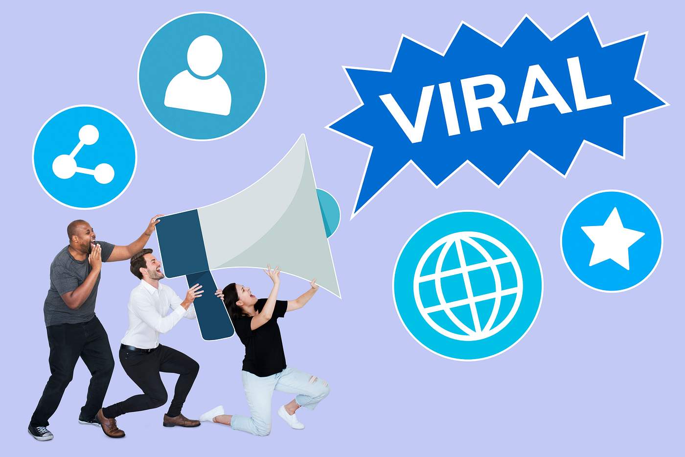 Download People going viral with a megaphone | Free psd mockup - 492623