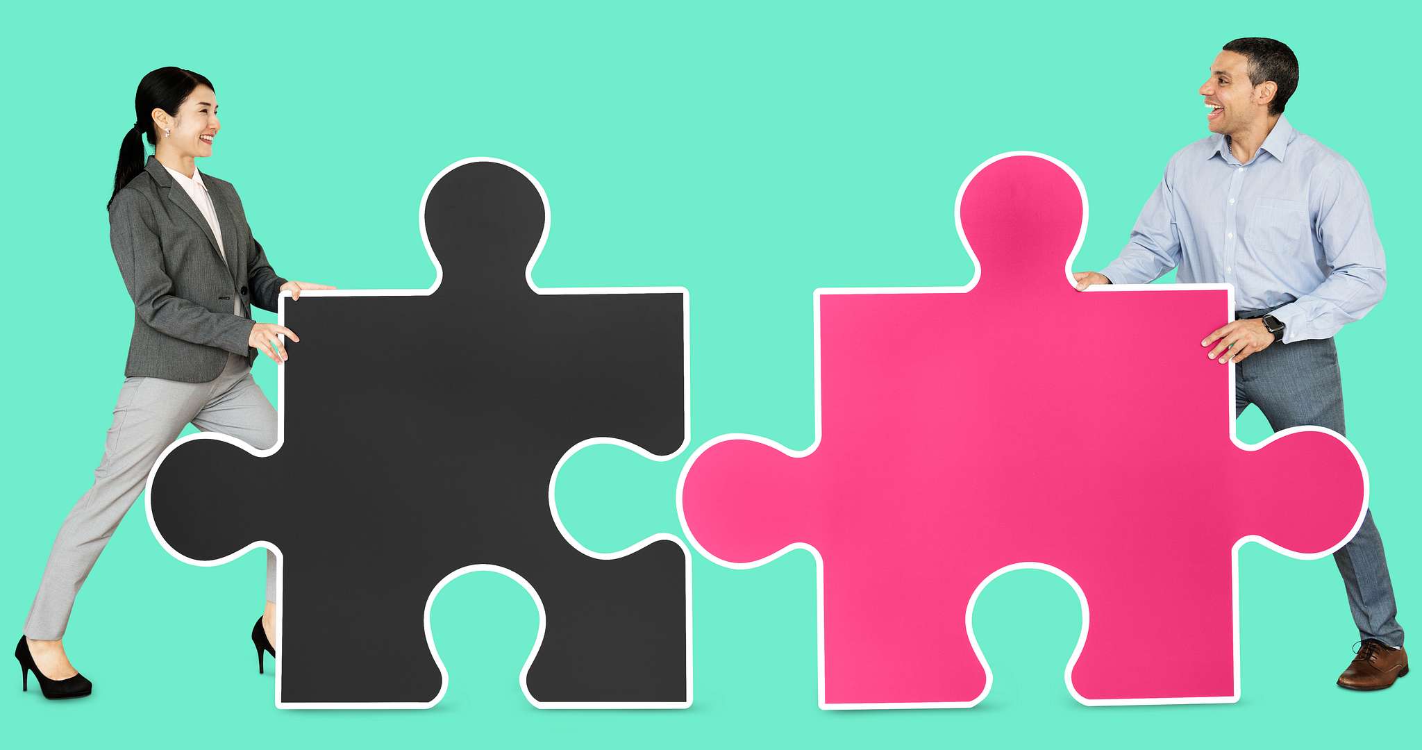business people connecting jigsaw puzzle pieces id 470255