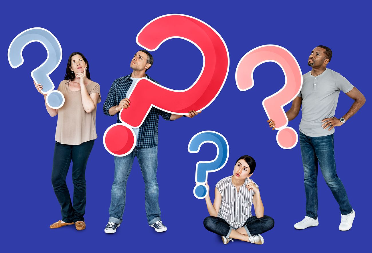 People holding question mark icons | Royalty free psd mockup - 470035