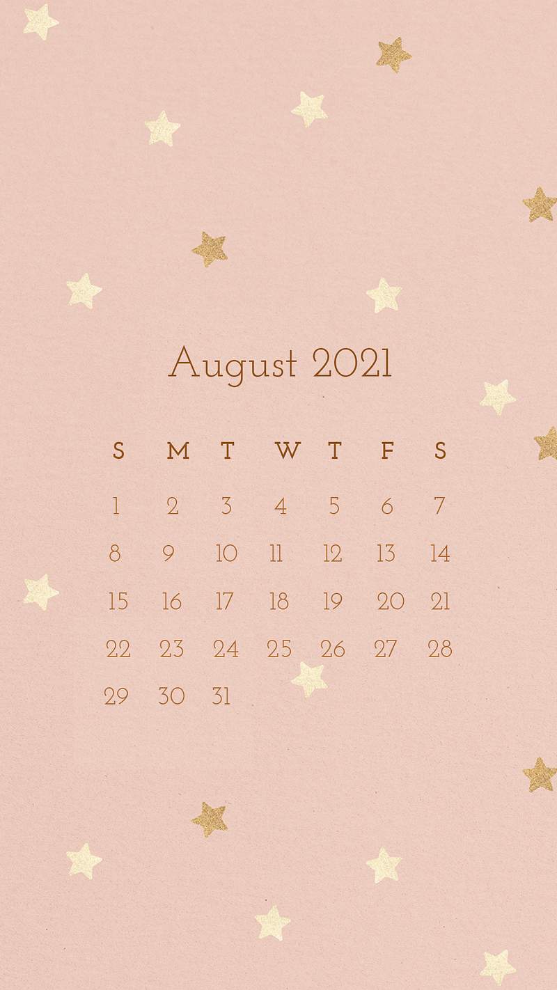 Calendar 2021 August editable template phone wallpaper psd