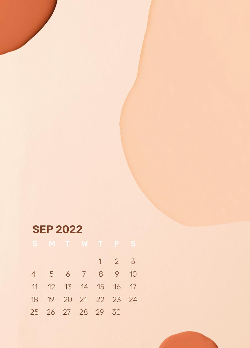 Aesthetic 2022 September calendar template, Free PSD Template rawpixel