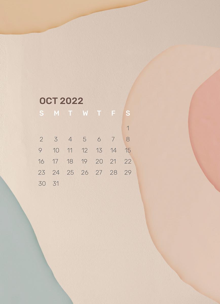 Aesthetic 2022 October calendar template, Free Vector Template rawpixel