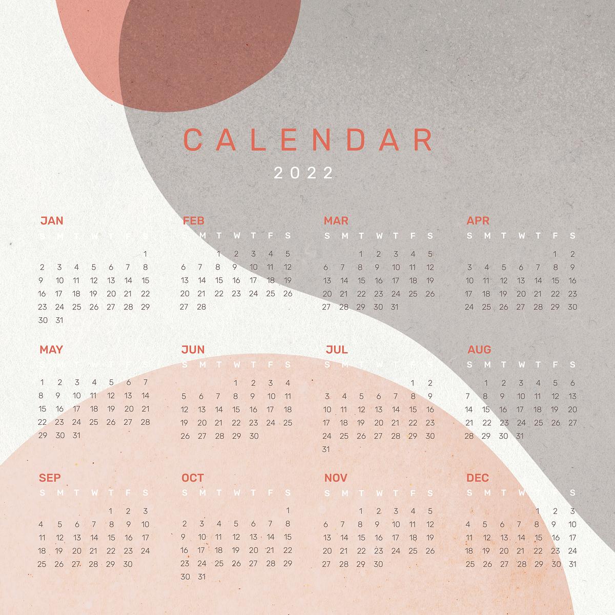 Abstract 2022 monthly calendar template, Premium Vector Template