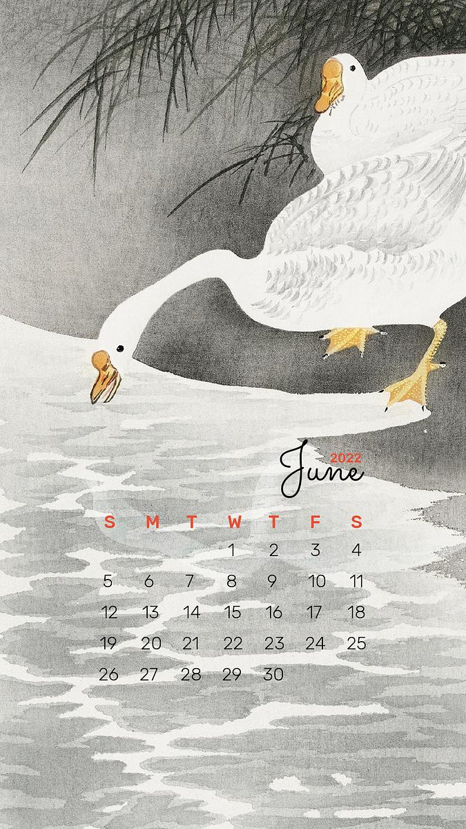 Goose 2022 June calendar template, Free PSD Template rawpixel