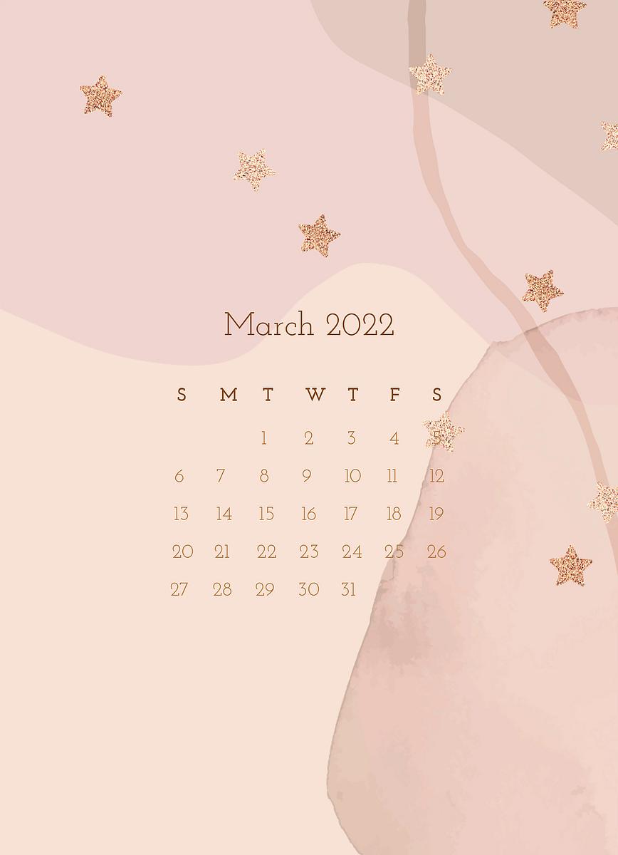 Pink 2022 March calendar, aesthetic Premium Photo rawpixel