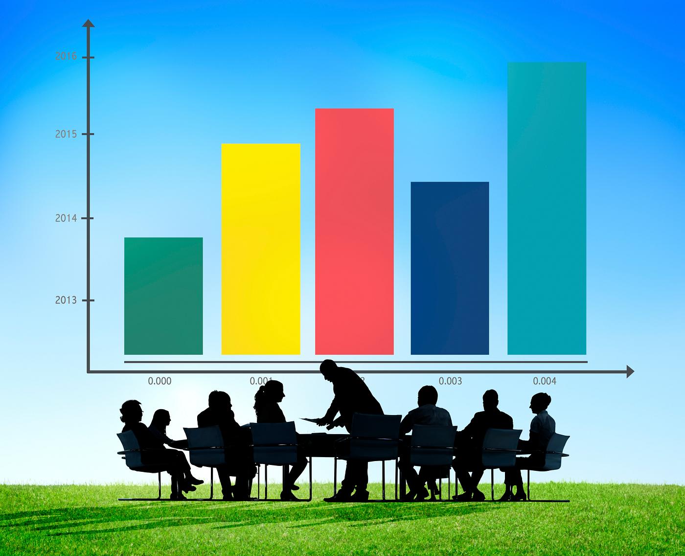 Bar graph illustration with silhouette of business people at a meeting table - achievement, analysis, analyzing, aspirations... Bar graph illustration with silhouette of business people at a meeting table - achievement, analysis, analyzing, aspirations...