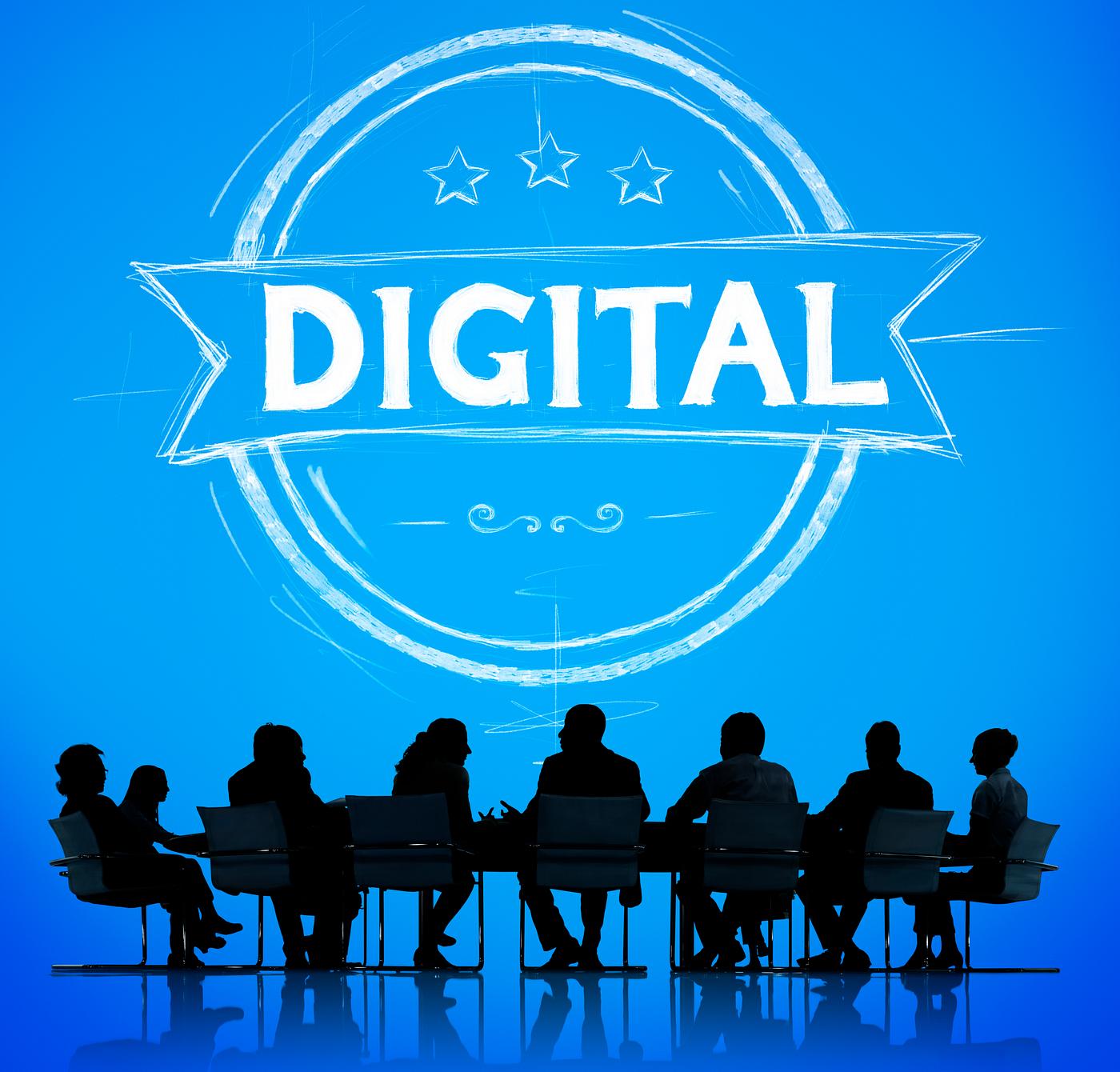 Digital banner with business people's silhouette in a meeting - advanced technology, badge, banner, brainstorming,... Digital banner with business people's silhouette in a meeting - advanced technology, badge, banner, brainstorming,...