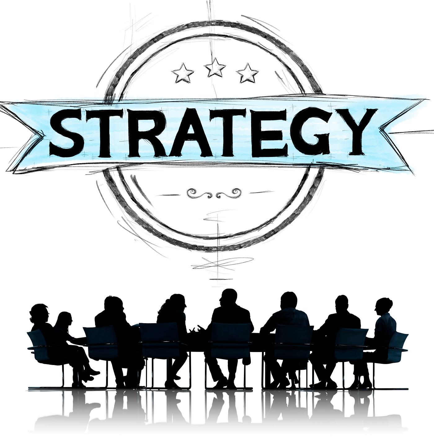 Strategy banner illustration with silhouette of business people at a meeting table - agreement, badge, banner, brainstorming... Strategy banner illustration with silhouette of business people at a meeting table - agreement, badge, banner, brainstorming...