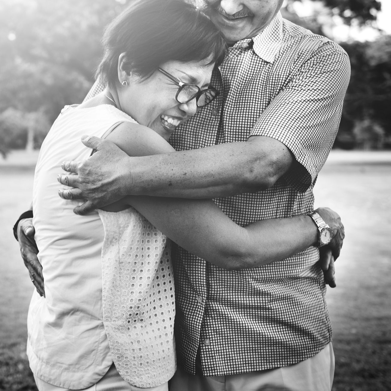 Senior Asian couple hugging each other | Free photo - 61637