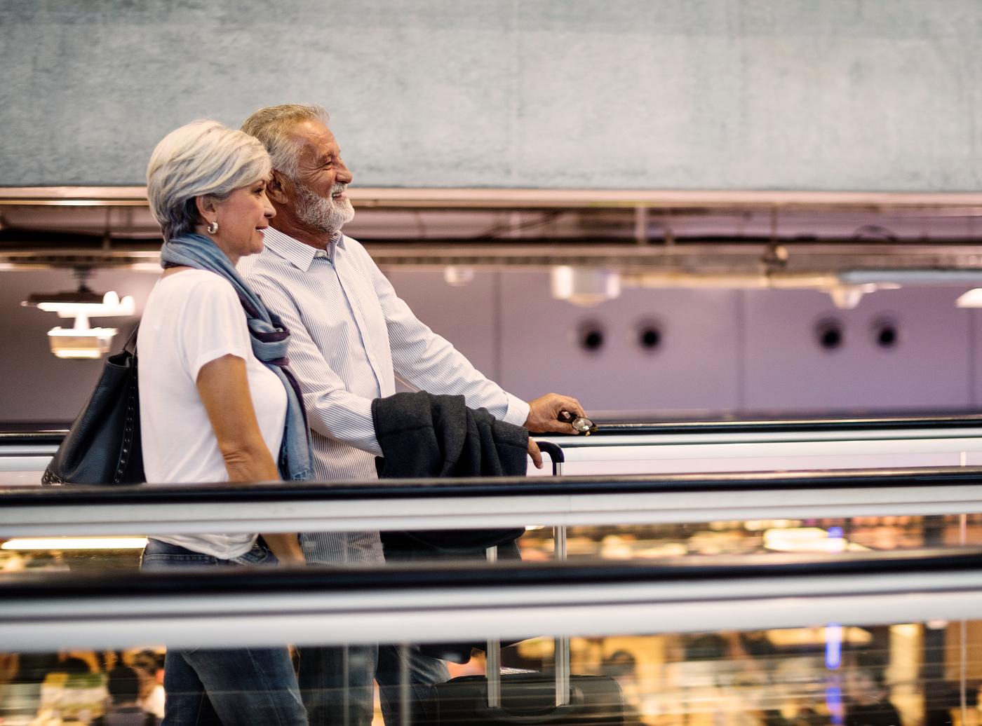 airport, bag, casual, caucasian, couple, elderly, escalator, holiday, husband, love, luggage, partners, senior, spouse,... airport, bag, casual, caucasian, couple, elderly, escalator, holiday, husband, love, luggage, partners, senior, spouse,...