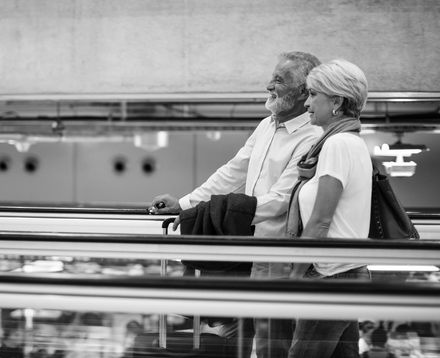 airport, bag, casual, caucasian, couple, elderly, escalator, holiday, husband, love, luggage, partners, senior, spouse,... airport, bag, casual, caucasian, couple, elderly, escalator, holiday, husband, love, luggage, partners, senior, spouse,...