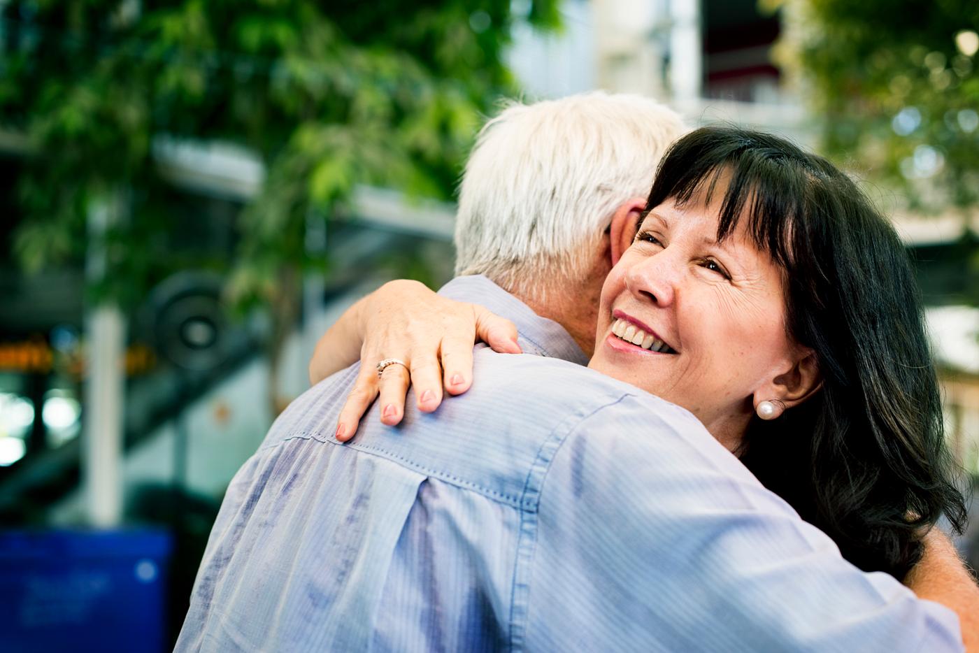Senior couple having a sweet embrace Senior couple having a sweet embrace