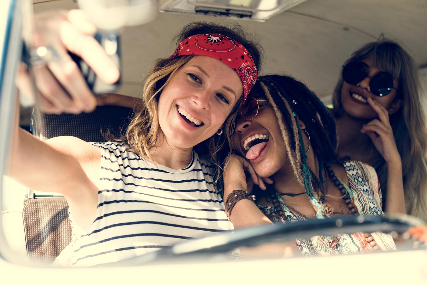 Girl friends taking a selfie on a road trip - adult, comrade, confidant, confidante, crony, diversity, forever, friends,... Girl friends taking a selfie on a road trip - adult, comrade, confidant, confidante, crony, diversity, forever, friends,...