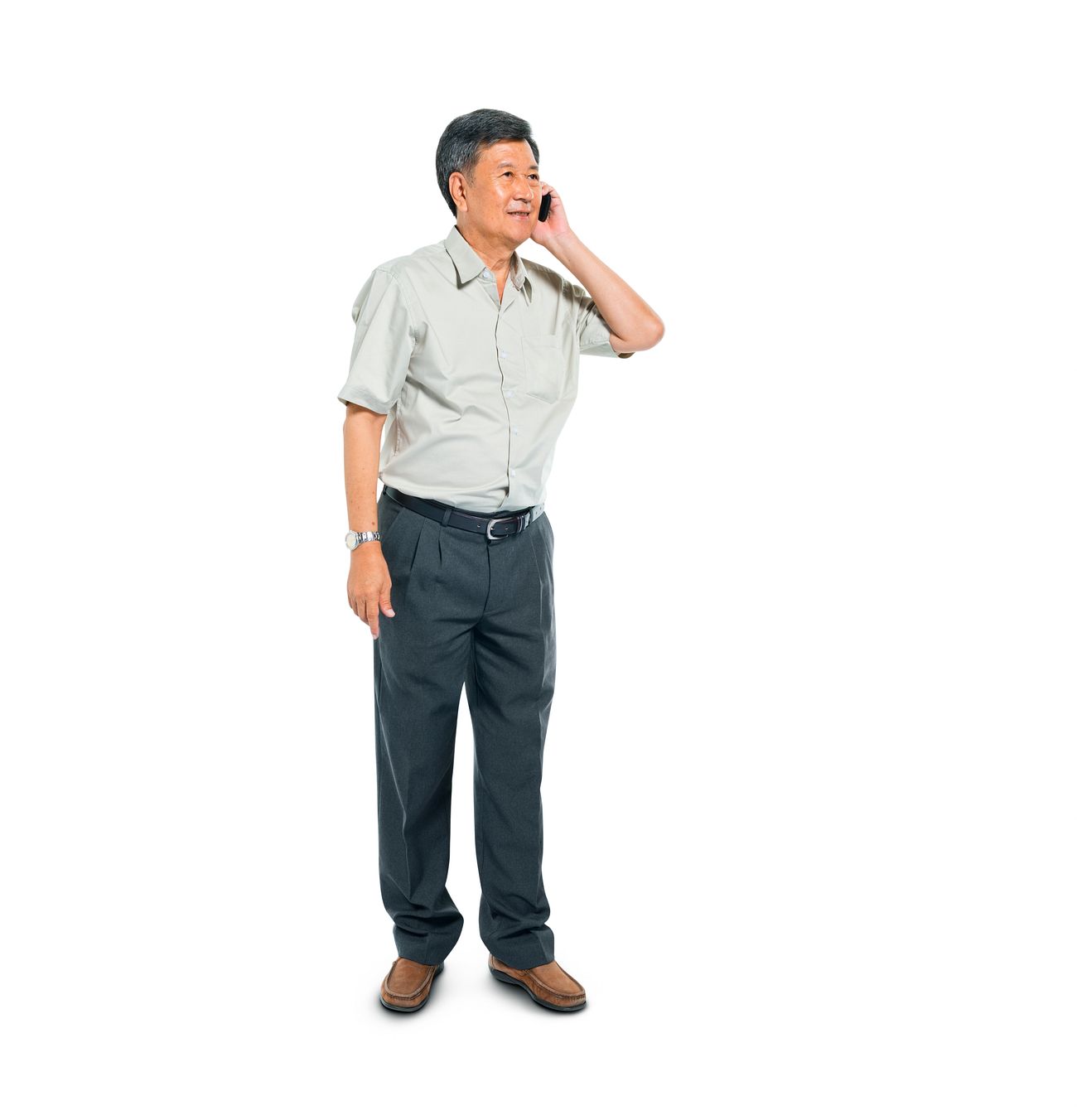 Smart Casual Mature Man Using Mobile Phone Royalty Free Photo 97704