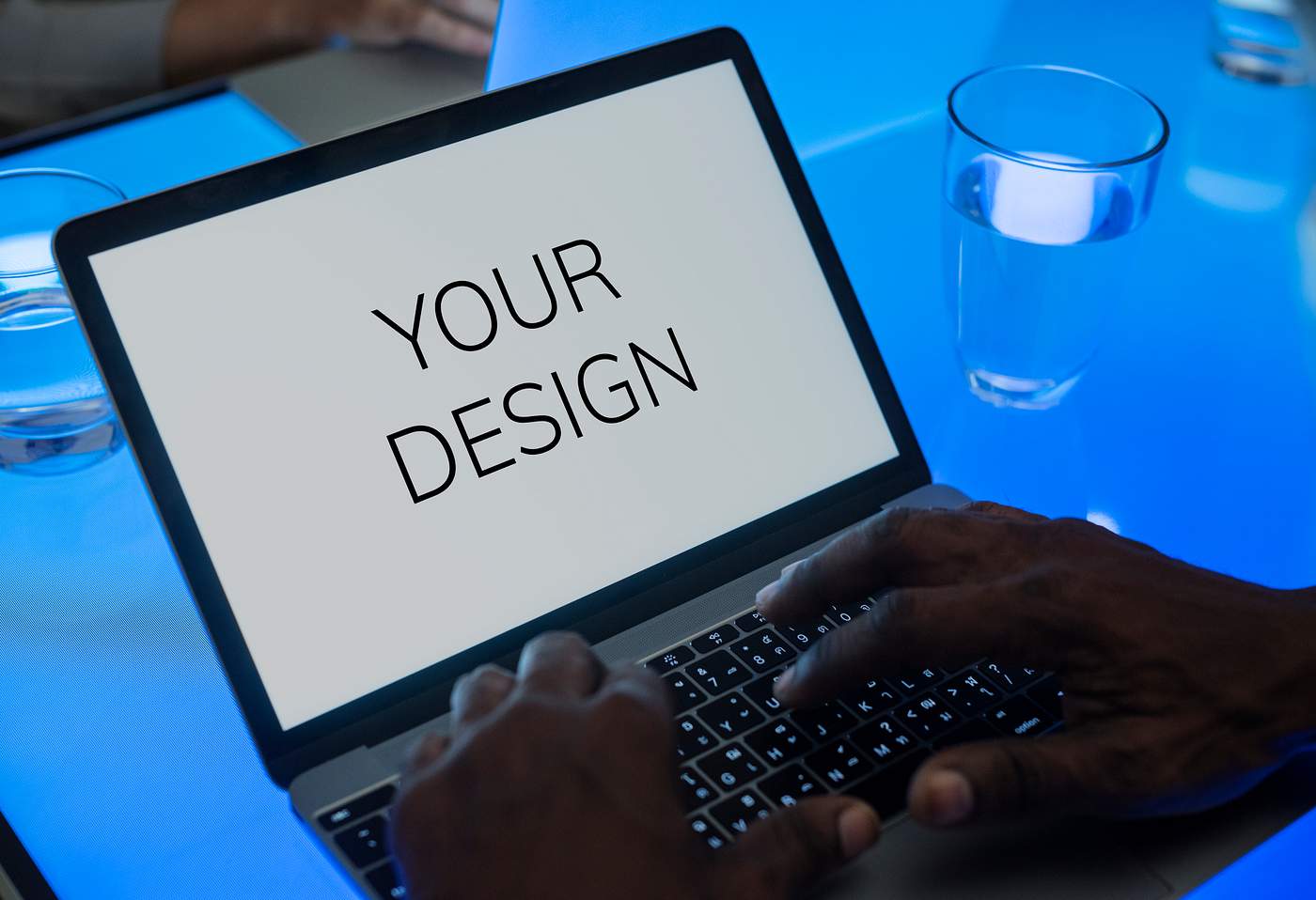 Download Hands on a keyboard with mockup screen | Royalty free psd mockup - 59361