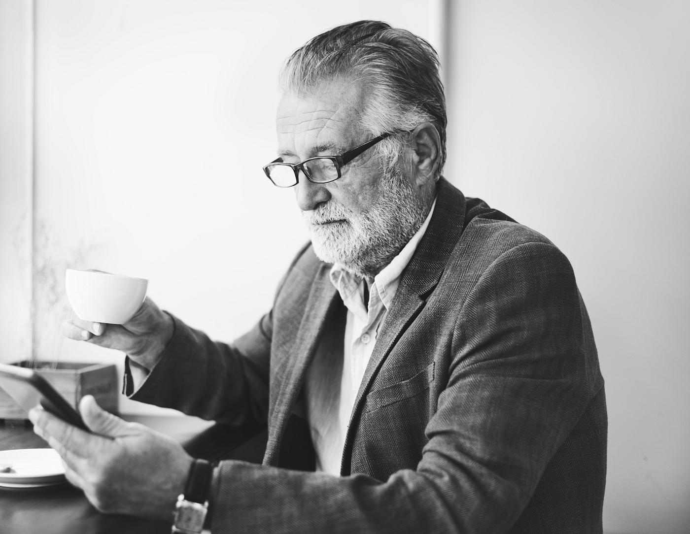 Elderly man is using digital tablet - alone, beard, casual, cellphone, communication, connection, device, digital, elderly,... Elderly man is using digital tablet - alone, beard, casual, cellphone, communication, connection, device, digital, elderly,...