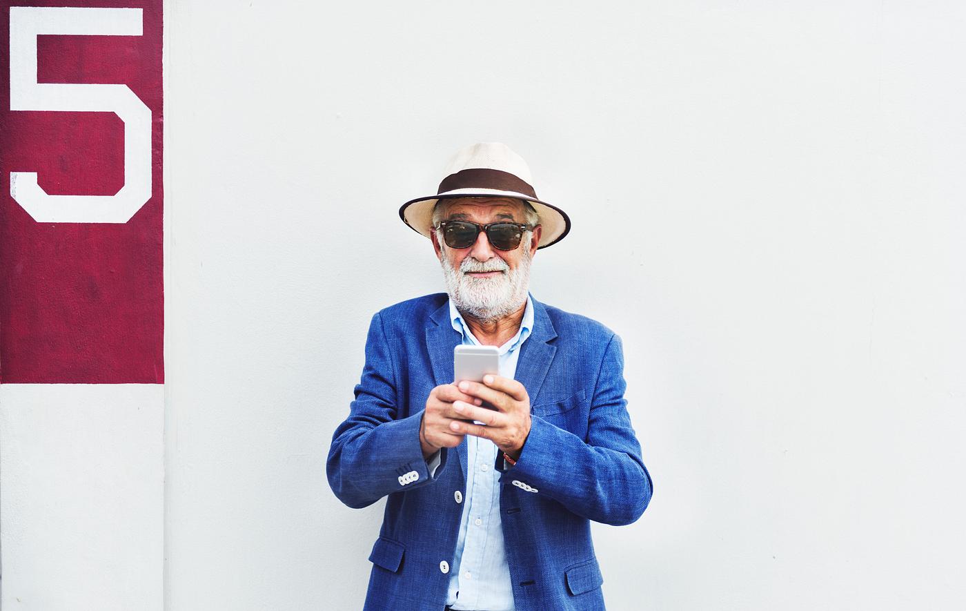 Elderly man is using mobile phone - digital, hipster, mobile phone, elderly, man, communication, alone, beard, casual,... Elderly man is using mobile phone - digital, hipster, mobile phone, elderly, man, communication, alone, beard, casual,...