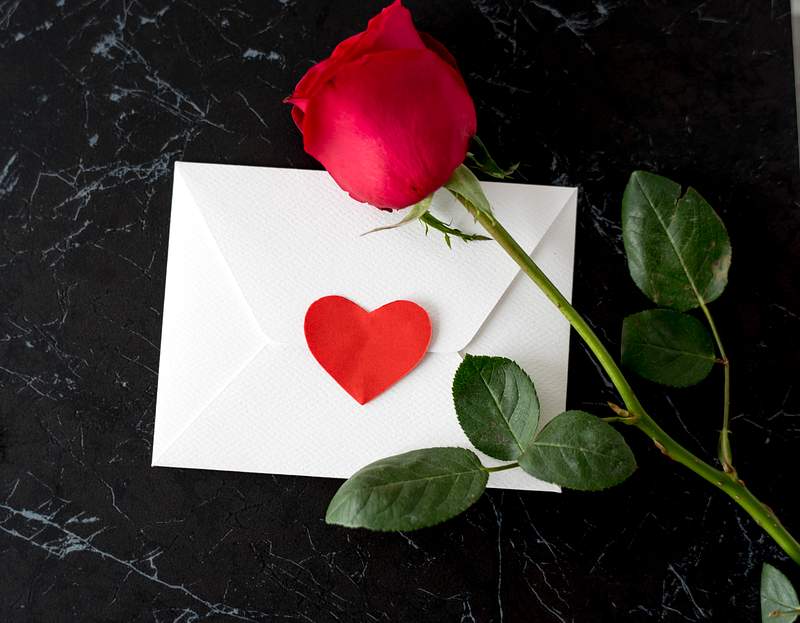 Envelope Rose Love Sign Heart. 