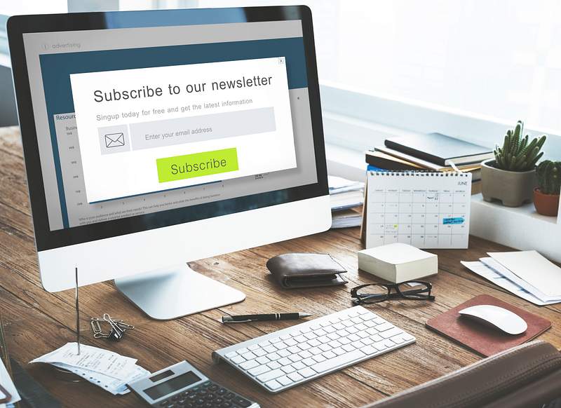 Subscribe Newsletter Advertising Register Member Concept 