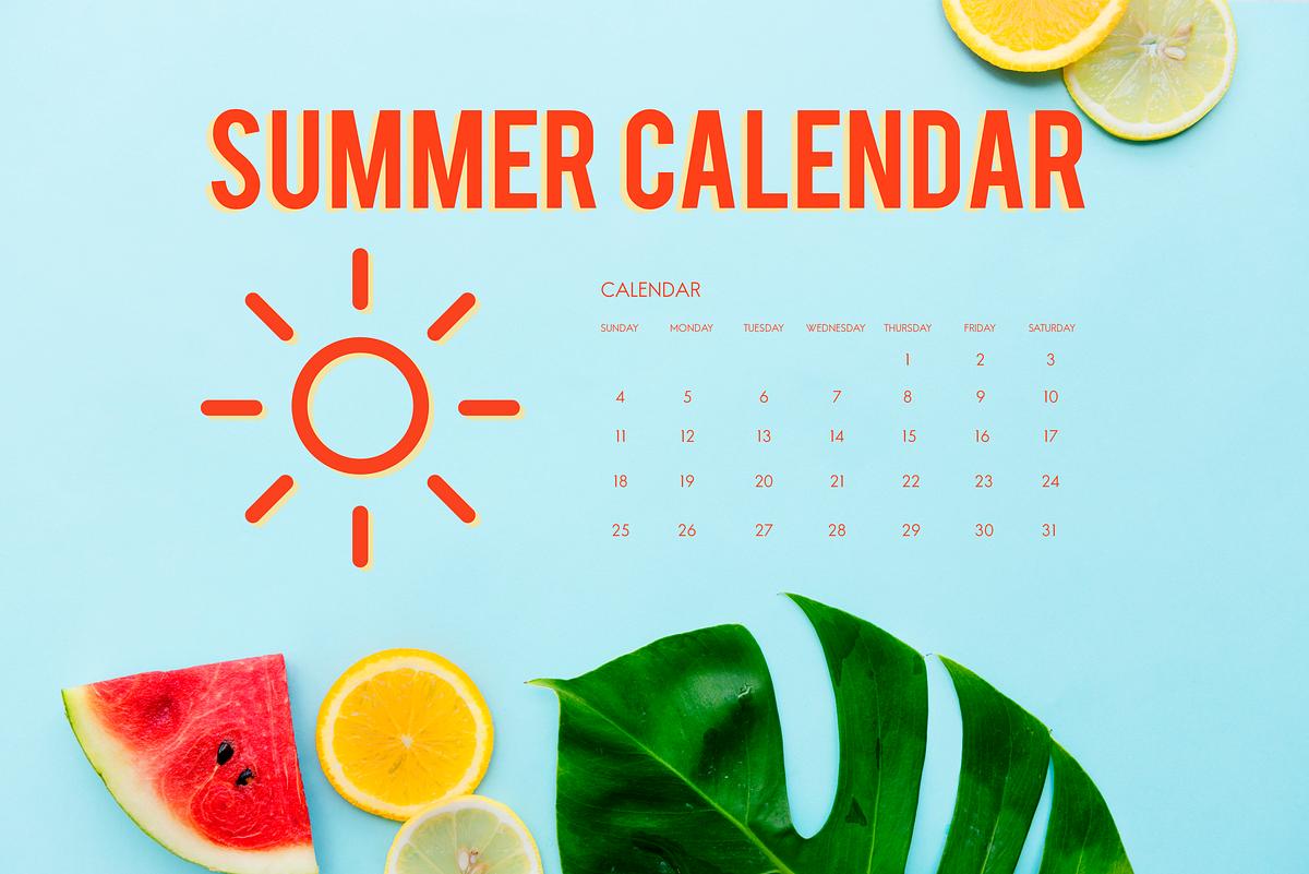 Summer Calendar Schedule Fun Happiness Free Photo rawpixel