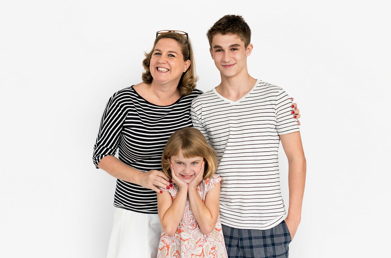 Mother Son And Daughter Studio Family Portrait Royalty Free