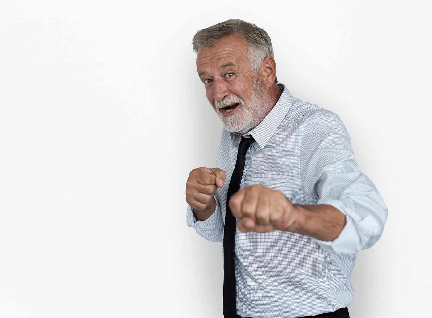 isolated on white, man, elderly, senior, boxing, punch, box, fight, shirt, tie, fun, joke, fist isolated on white, man, elderly, senior, boxing, punch, box, fight, shirt, tie, fun, joke, fist