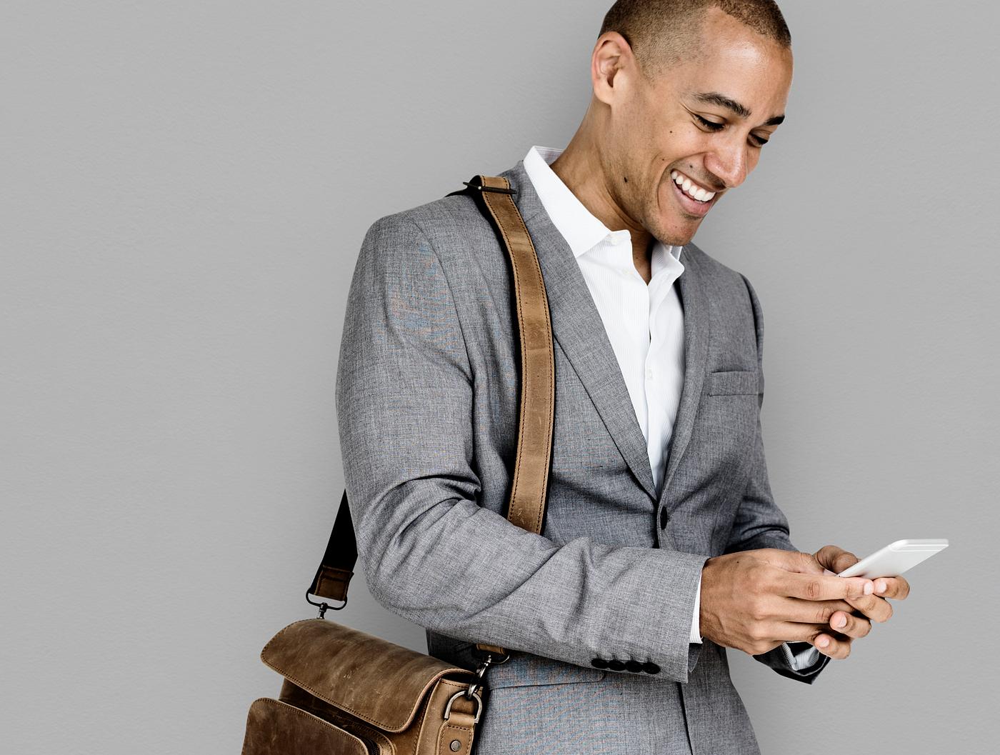 expression, studio, person, phone, business wear, messenger bag, joy, people, joyous, happy, messaging, smile, cheerful,... expression, studio, person, phone, business wear, messenger bag, joy, people, joyous, happy, messaging, smile, cheerful,...