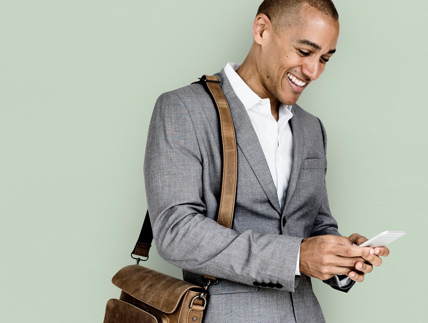 expression, studio, person, phone, business wear, messenger bag, joy, people, joyous, happy, messaging, smile, cheerful,... expression, studio, person, phone, business wear, messenger bag, joy, people, joyous, happy, messaging, smile, cheerful,...