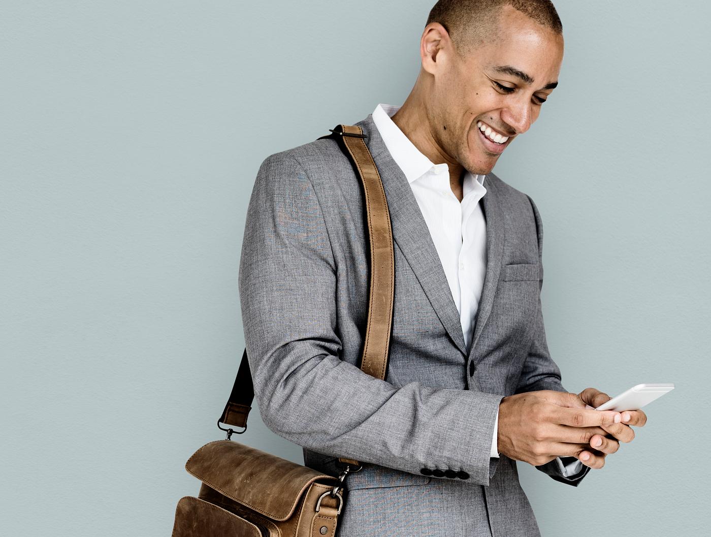 expression, studio, person, phone, business wear, messenger bag, joy, people, joyous, happy, messaging, smile, cheerful,... expression, studio, person, phone, business wear, messenger bag, joy, people, joyous, happy, messaging, smile, cheerful,...