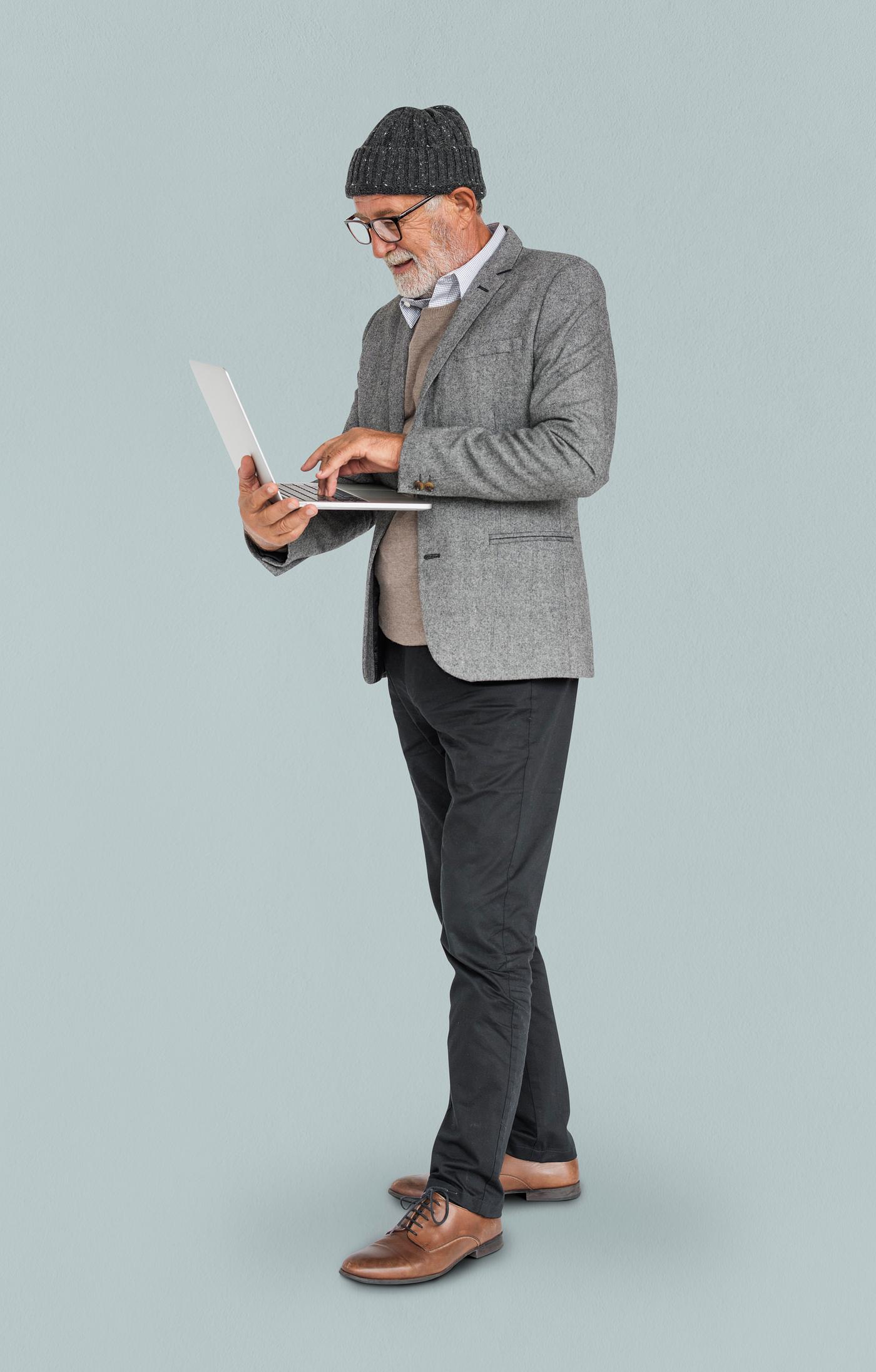 expression, studio, old, person, business wear, people, business, caucasian, pose, happy, laptop, smile, smiling, man,... expression, studio, old, person, business wear, people, business, caucasian, pose, happy, laptop, smile, smiling, man,...
