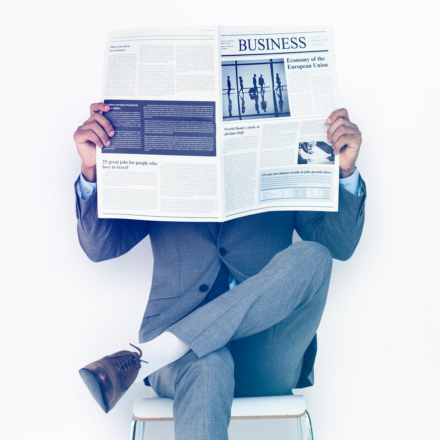 studio, expression, reading, person, business newspaper, business wear, isolated on white, people, formal dressing, business... studio, expression, reading, person, business newspaper, business wear, isolated on white, people, formal dressing, business...