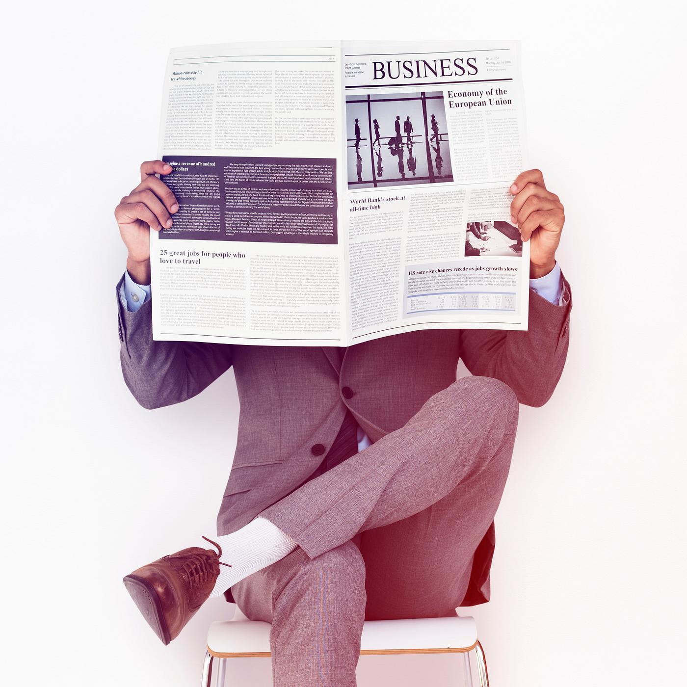 studio, expression, reading, person, business newspaper, business wear, isolated on white, people, formal dressing, business... studio, expression, reading, person, business newspaper, business wear, isolated on white, people, formal dressing, business...