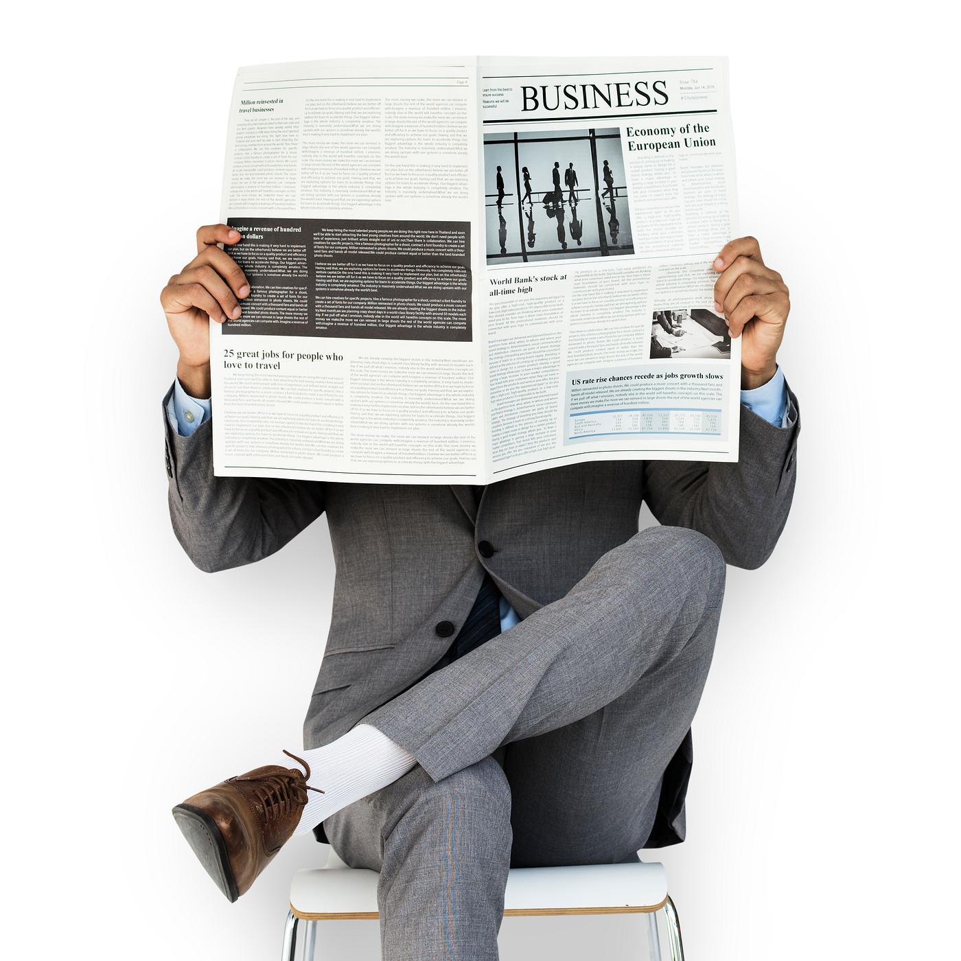 expression, studio, person, reading, business newspaper, business wear, isolated on white, people, formal dressing, business... expression, studio, person, reading, business newspaper, business wear, isolated on white, people, formal dressing, business...