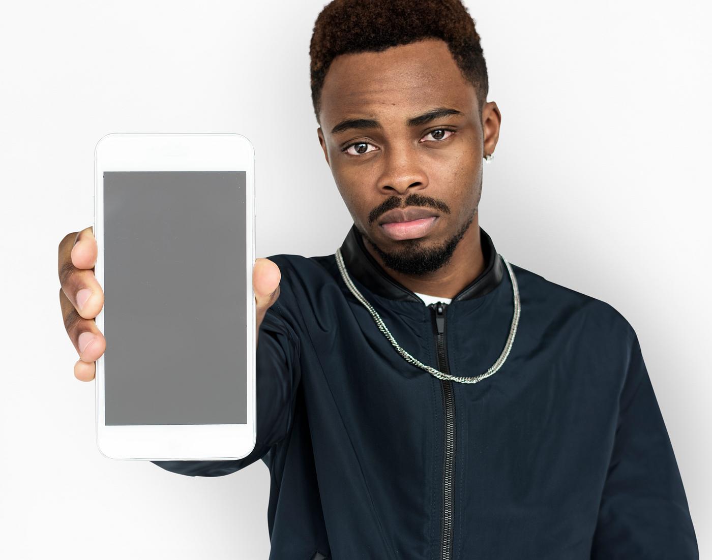african descent, background, beard, black, communication, device, emotion, expression, focused, holding, holding phone,... african descent, background, beard, black, communication, device, emotion, expression, focused, holding, holding phone,...