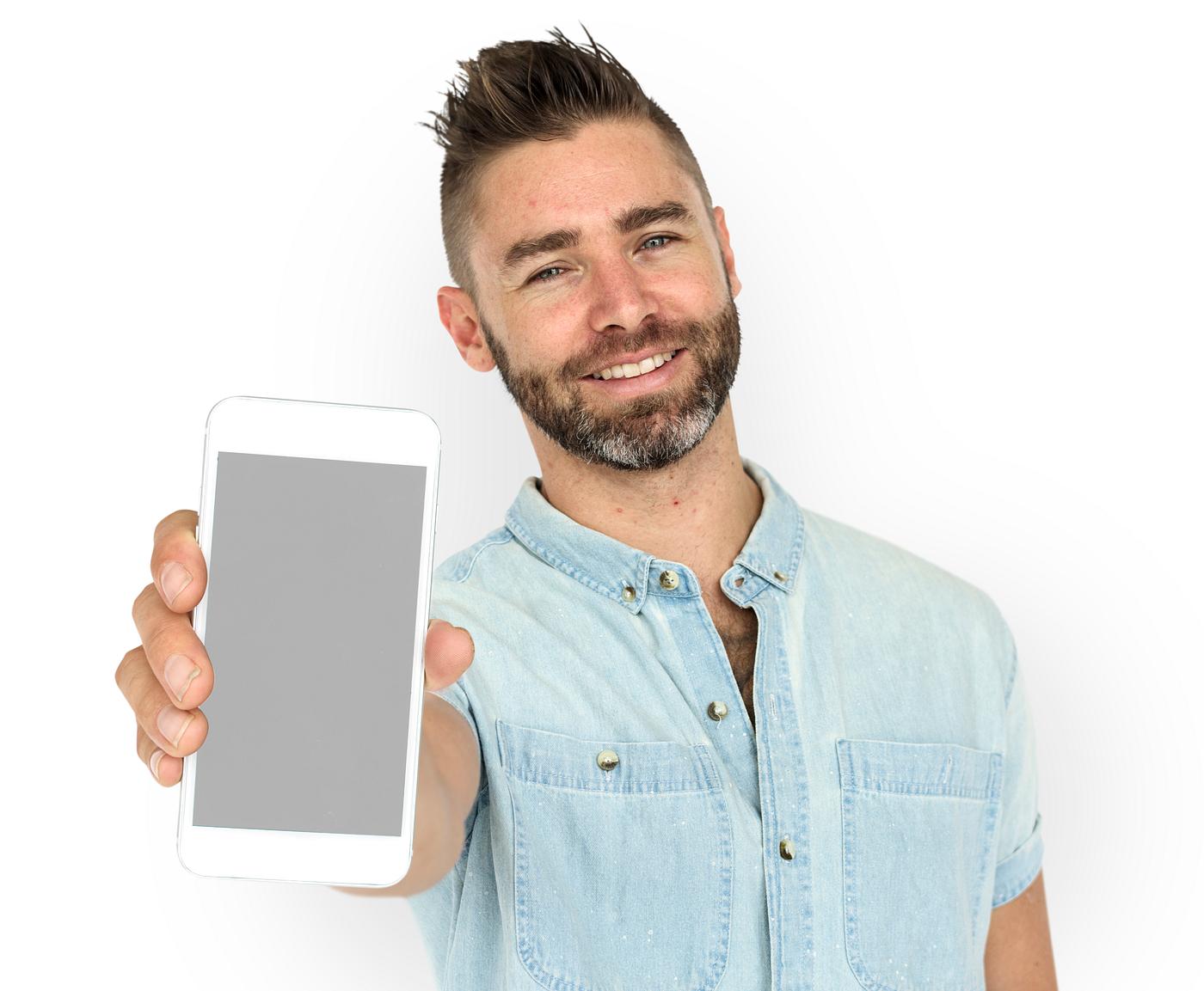 background, beard, caucasian, communication, device, emotion, expression, holding, holding phone, isolated, isolated on... background, beard, caucasian, communication, device, emotion, expression, holding, holding phone, isolated, isolated on...