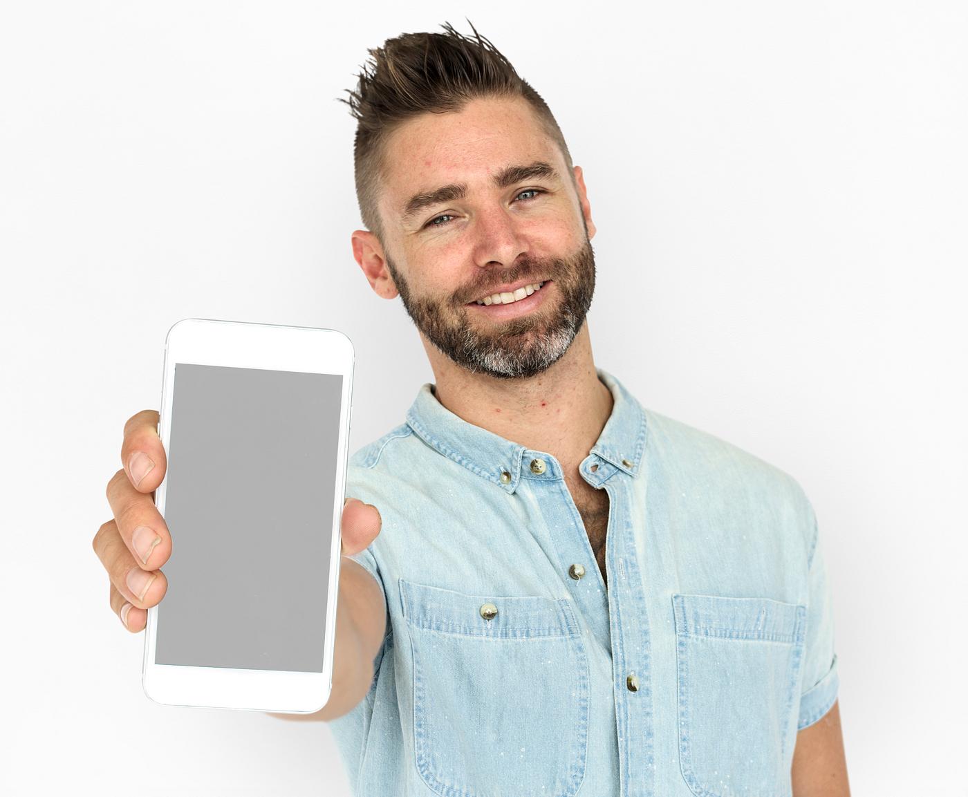 background, beard, caucasian, communication, device, emotion, expression, holding, holding phone, isolated, isolated on... background, beard, caucasian, communication, device, emotion, expression, holding, holding phone, isolated, isolated on...